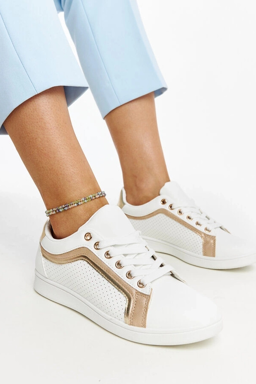 Sneakers Amal con plateau bianche e oro