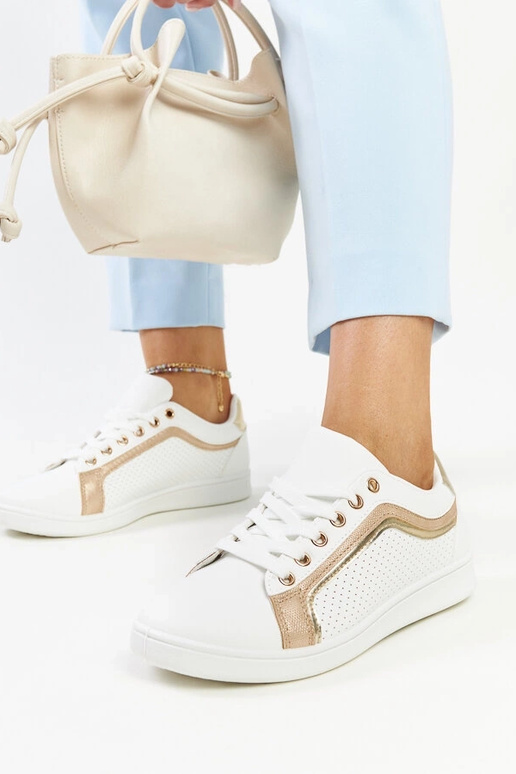 Sneakers Amal con plateau bianche e oro