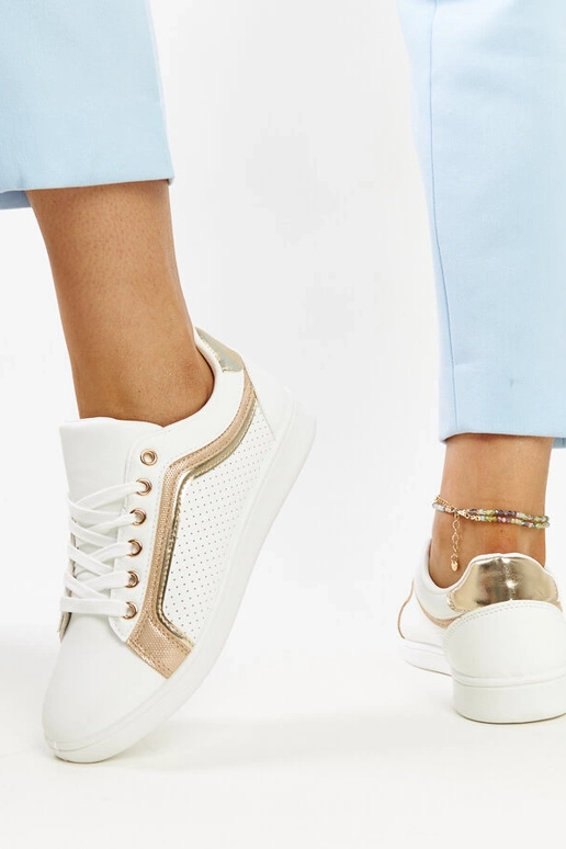 Sneakers Amal con plateau bianche e oro