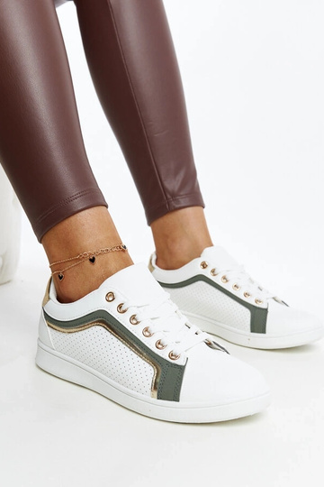 Sneakers con plateau Amal bianche e verdi 2