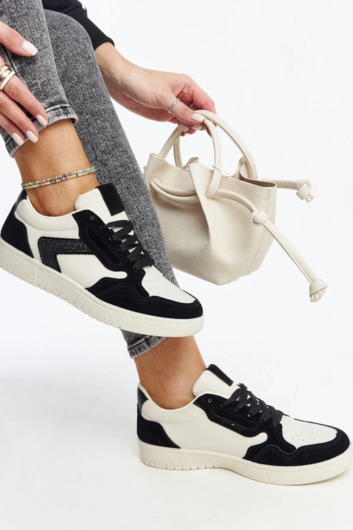 Sneakers Juwan nere e bianche glitterate