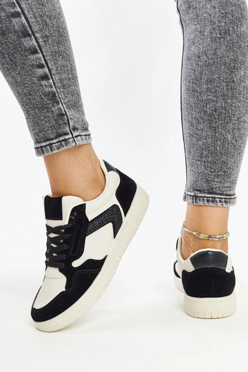 Sneakers Juwan nere e bianche glitterate 2