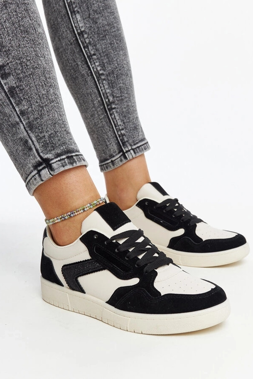 Sneakers Juwan nere e bianche glitterate