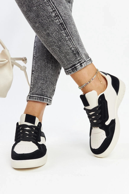 Sneakers Juwan nere e bianche glitterate