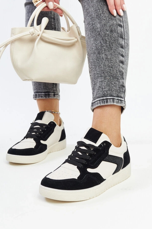 Sneakers Juwan nere e bianche glitterate