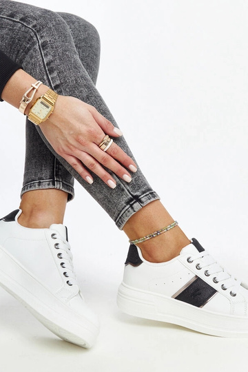 Sneakers bianco-neri con suola più spessa Finestra 2
