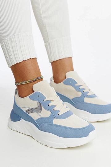Sneakers beige-blu con...