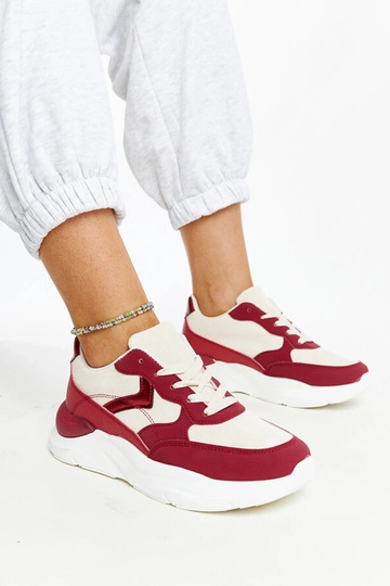 Sneakers Nereida con plateau beige e rosse 2
