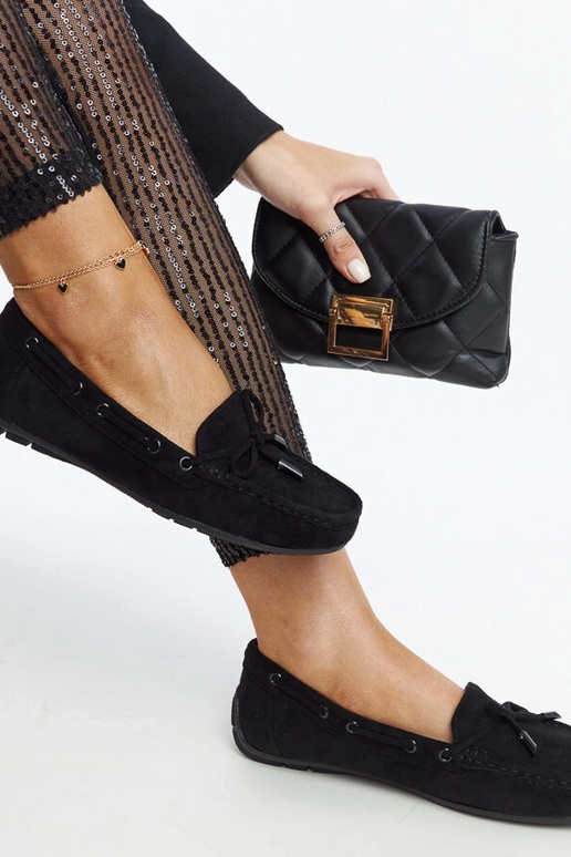 Mocassini neri con fiocco Hayam