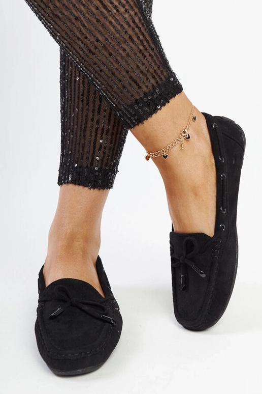 Mocassini neri con fiocco Hayam