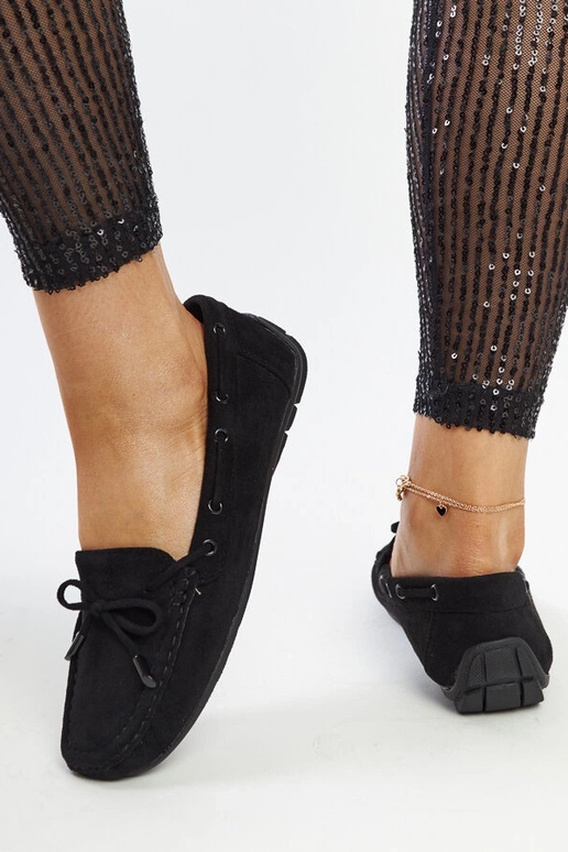 Mocassini neri con fiocco Hayam