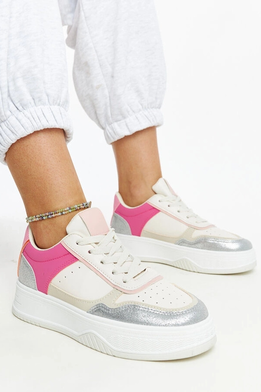 Sneakers bianche e rosa con suola più...