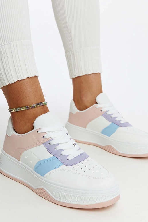 Sneakers bianche e rosa con suola più...