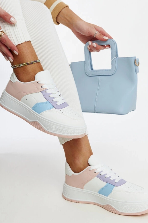 Sneakers bianche e rosa con suola più...