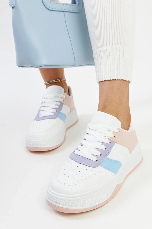 Sneakers bianche e rosa con suola più...