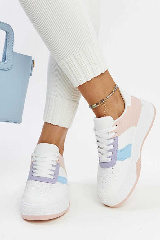 Sneakers bianche e rosa con suola più...