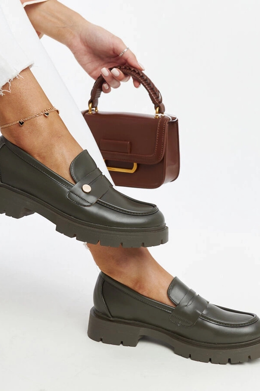 Scarpine verdi scuro in pelle...