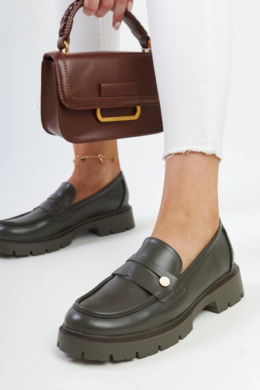 Scarpine verdi scuro in pelle...