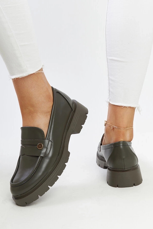 Scarpine verdi scuro in pelle...