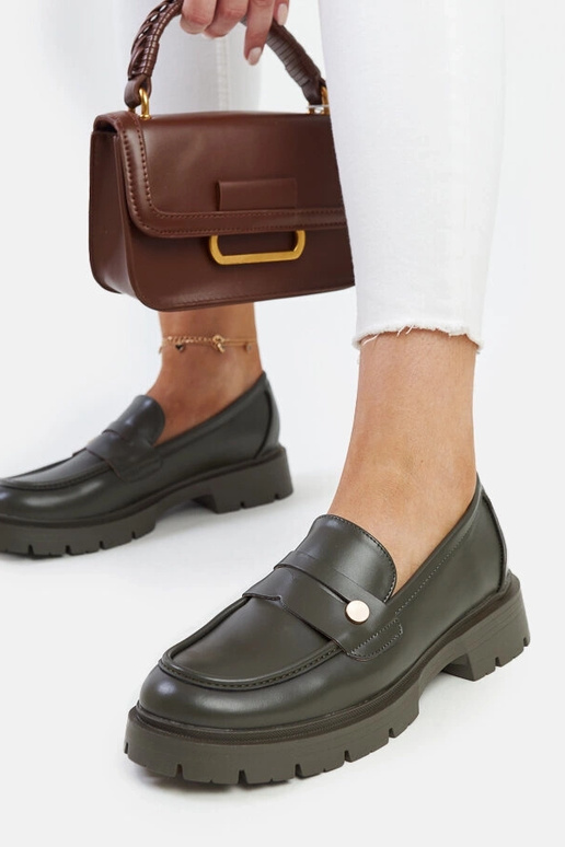 Scarpine verdi scuro in pelle...