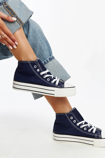 Sneakers alte blu navy con suola spessa Bagy 2