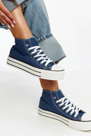 Sneakers alte in denim con suola spessa Bagy