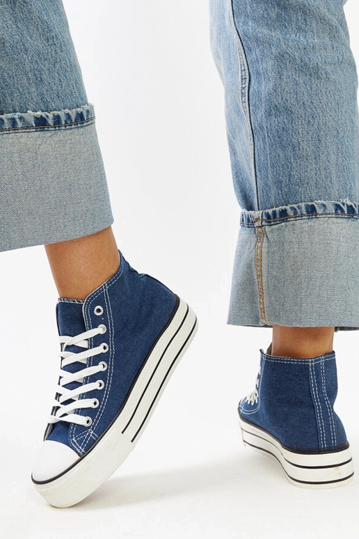 Sneakers alte in denim con suola...