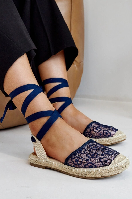 Espadrillas Teha Navy Lace Open Toe