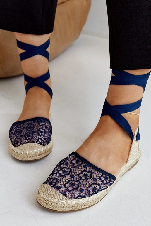 Espadrillas Teha Navy Lace Open Toe