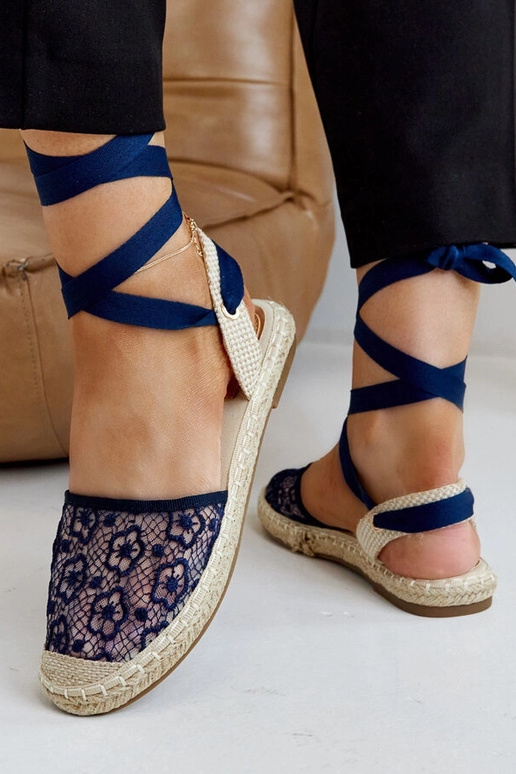 Espadrillas Teha Navy Lace Open Toe