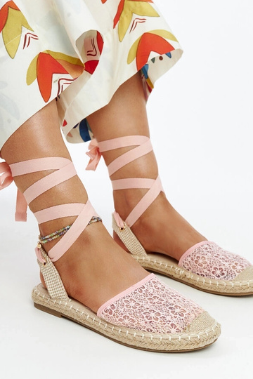 Espadrillas aperte in pizzo rosa Teha