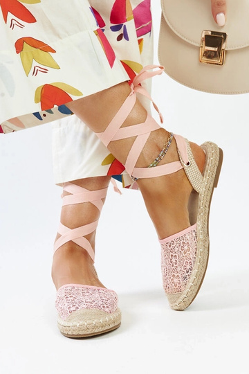 Espadrillas aperte in pizzo rosa Teha 2