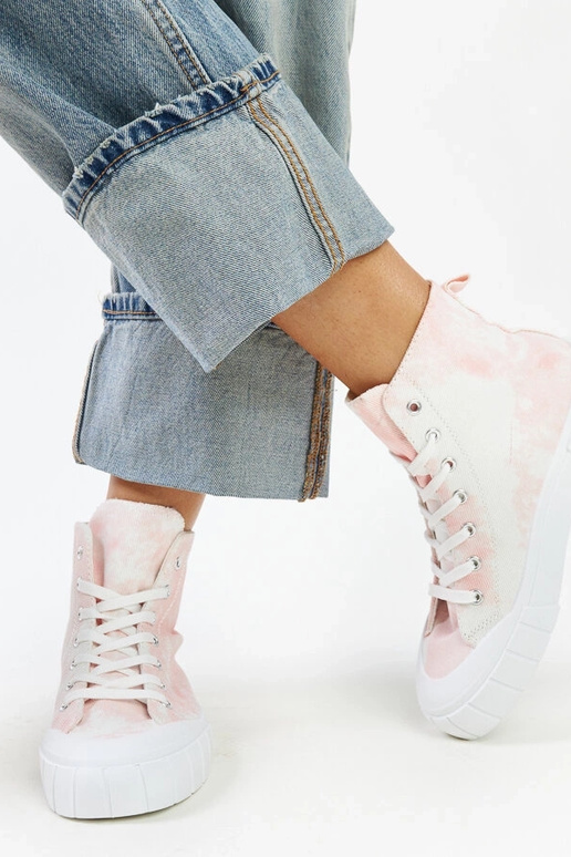 Sneakers alte in tessuto rosa Raissa