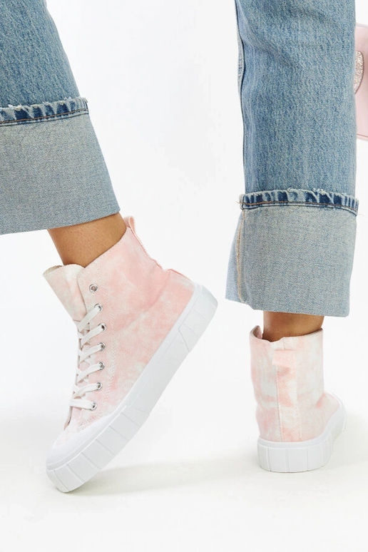 Sneakers alte in tessuto rosa Raissa