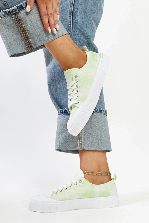 Sneakers in tessuto verde chiaro di...