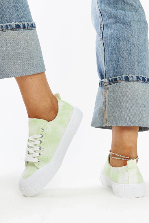 Sneakers in tessuto verde chiaro di...