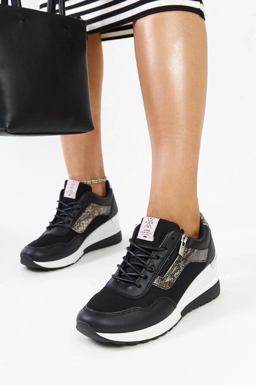 Sneakers con zeppa da donna nere...