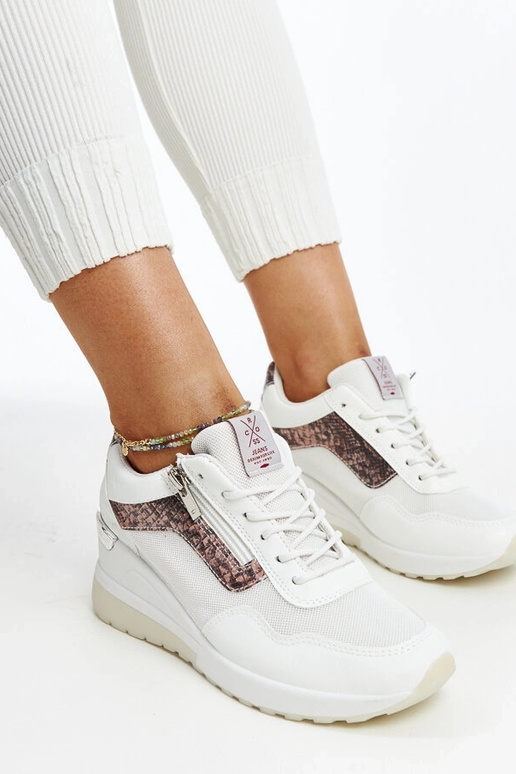 Sneakers con zeppa da donna bianche...
