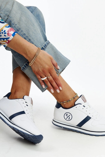 Sneakers da donna CROSS JEANS bianche e blu navy 2