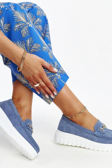 Scarpe in pelle blu con... 2