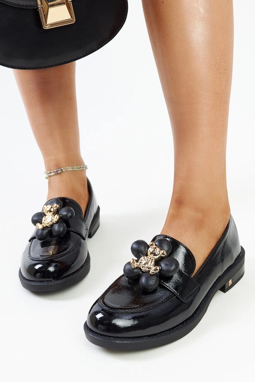 Mocassini neri verniciati con...