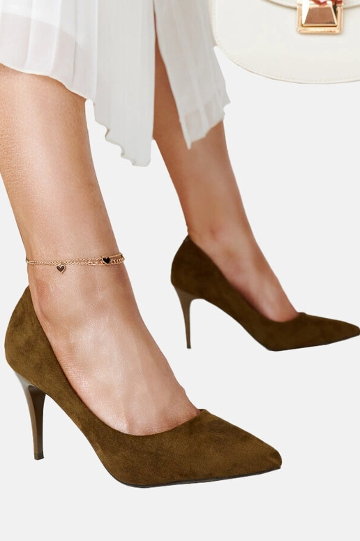 Szpilki verde scuro con soletta in...