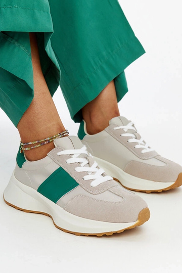 Sneakers in pelle grigie e verdi Ganim