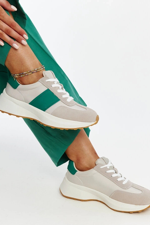 Sneakers in pelle grigie e verdi Ganim