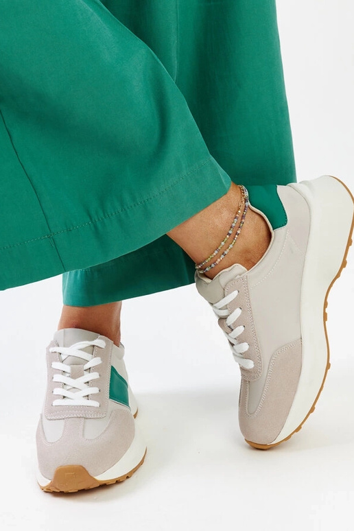 Sneakers in pelle grigie e verdi Ganim