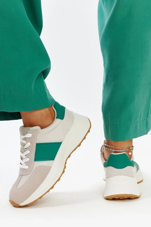 Sneakers in pelle grigie e verdi Ganim