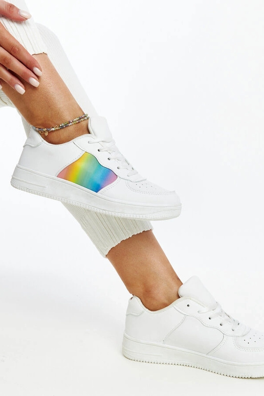 Sneakers bianche con colore e...