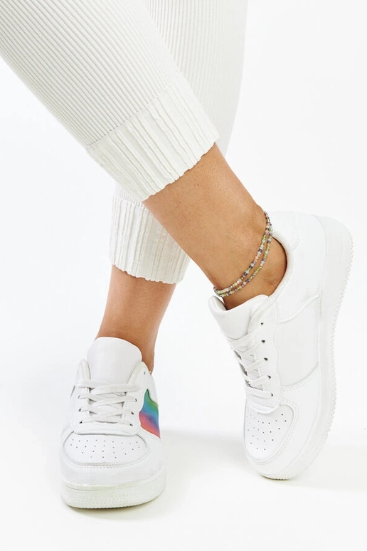 Sneakers bianche con colore e...