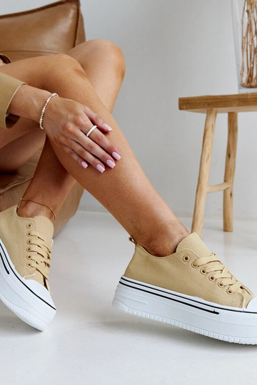 Sneakers beige scuro con... 2
