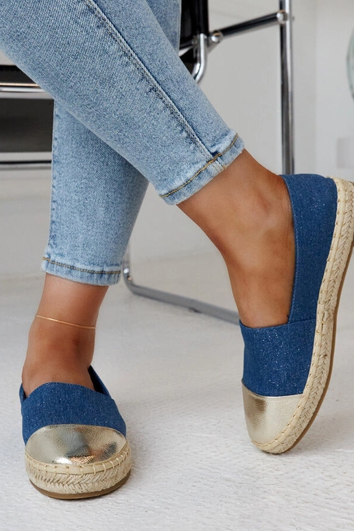 Espadrillas Surana blu e glitter oro